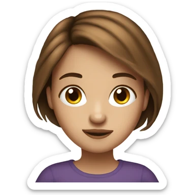 Create an girl emoji with brown hair reading iPad kindle sticker