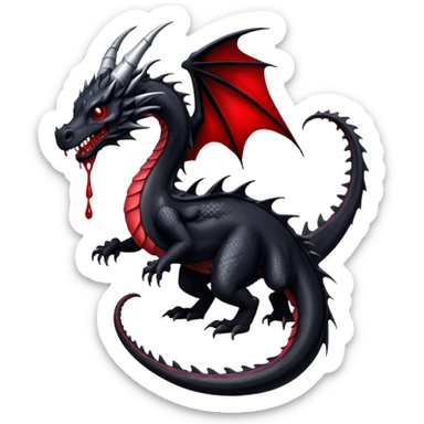 Black dragon with one tail with blood drips sticker