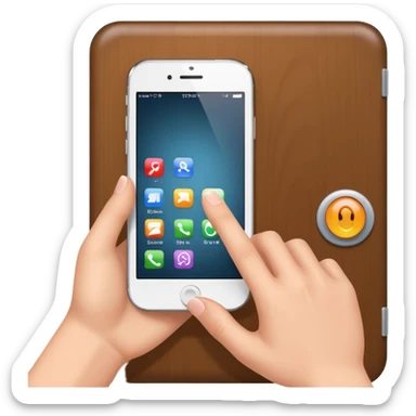 Movimiento de mano como si tocará la puerta y la puerta es la pantalla del celular sticker