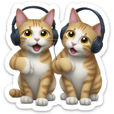 two cats listening to music sticker