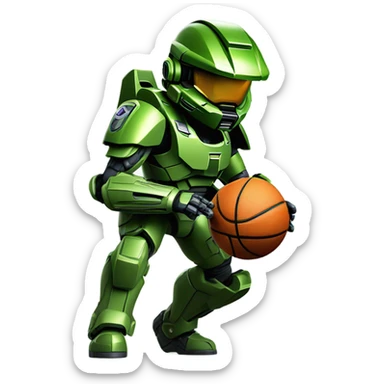Master chief playing basketball sticker