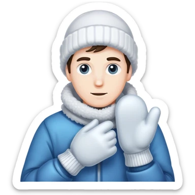 freezing man wearing mittens sticker