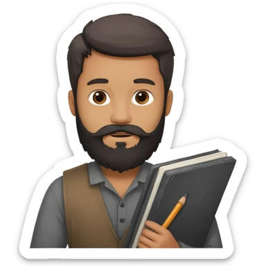 Bearded man with charcoal + sketchbook sticker