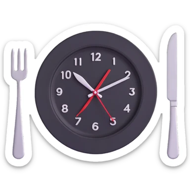 clock with a plate and fork and knife, symbolizing intermittent fasting sticker
