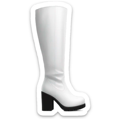 white knee high chunky heel boots sticker