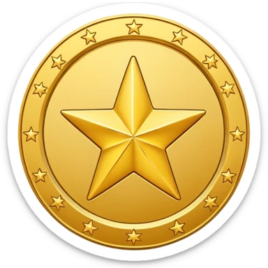 Gold star coin emoji in a circle sticker