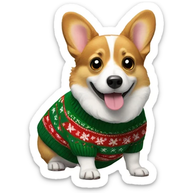 Corgi in Christmas sweater  sticker