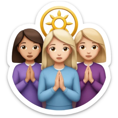 Three girls praying in a circle for good news  sticker