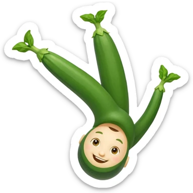 zucchini with a face doing an upside down cartwheel sticker