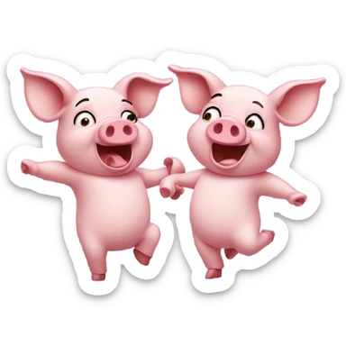 2 pigs dancing sticker