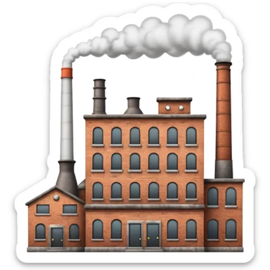 factory building with smokestacks, emoji style sticker