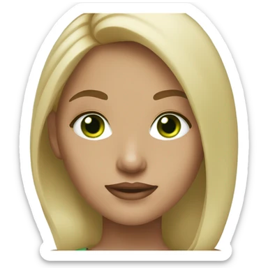 Woman darkblonde hair Green eyes light Skin  sticker