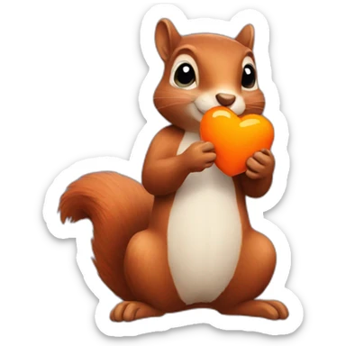 squirrel with orange heart in hands sticker