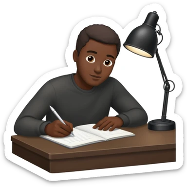 black man writing at a desk sticker