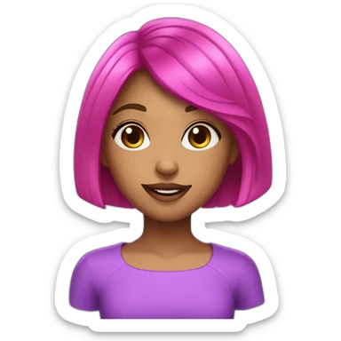 girl, bright purple irises, hot pink bob haircut sticker