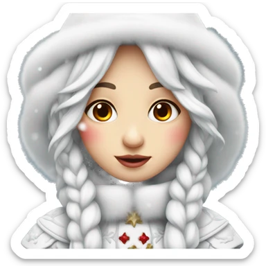  White Snow Maiden with red  kostium  sticker