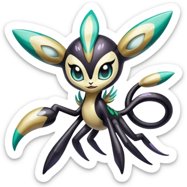 Colorful Shiny Edgy Cool Badass Painted Splashed Exotic Meloetta-Palkia-Venom-Fakémon-creature-hybrid sticker