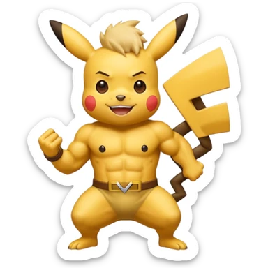 jacked up pikachu sticker