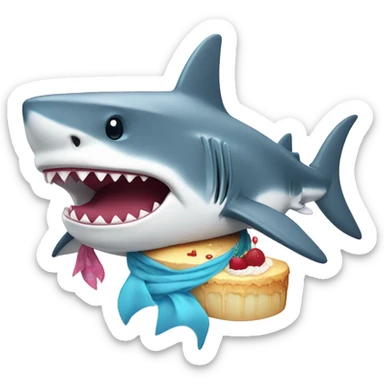 Shark with a scarf and a cake f sticker