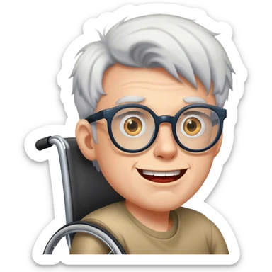 Crazy guy in a wheelchair with glasses sticker