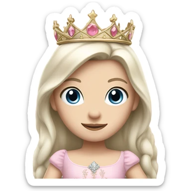 Princess- pale skin- Long dark hair- crown- light pink dress sticker