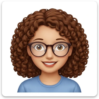 Rapariga, com óculos, cabelo castanho, aos caracóis, comprido sticker