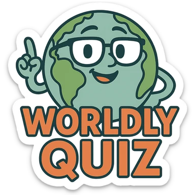 logo for 'WORLDLY QUIZ' using a globe wearing glasses, symbolizing knowledge, friendly and approachable style sticker