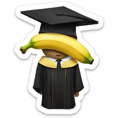A banana dressed in a graduation robe sticker