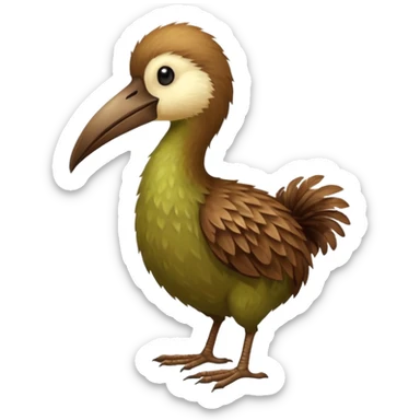 Kiwi bird on two feet loger beak sticker