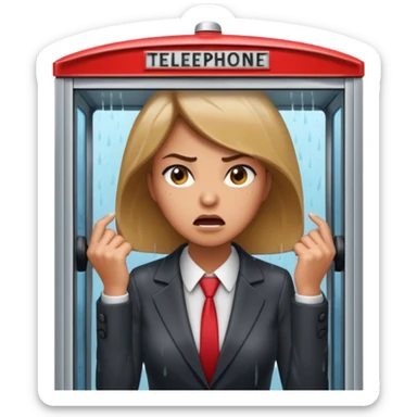 Telephone booth with angry woman inside sticker