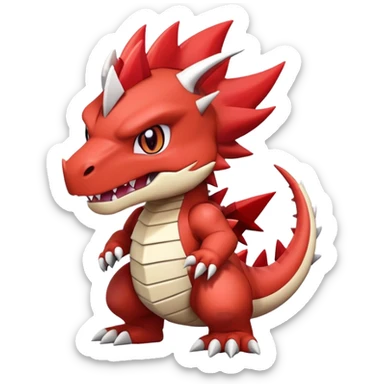 Cute Baby Chibi Digimon-Guilmon-Tyrantrum-Tyrunt-hybrid (full body) sticker