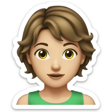 Young girl with short brown hair and green eyes sticker