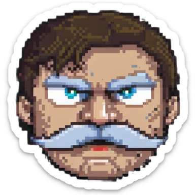 angry face with mustache sticker
