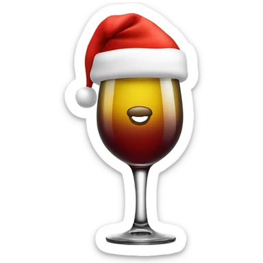 Wine glass with Santa hat sticker