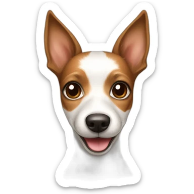 smiling female white and brown toy fox terrier with long fur sticker