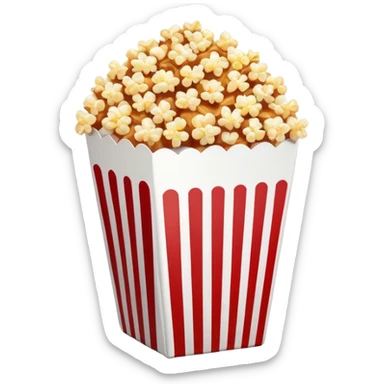 minimalist sweet popcorn emoji style, red and white popcorn box, caramel popcorn sticker