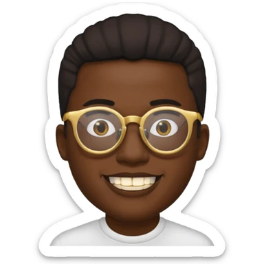 Black man with gold teeth and black glasses sticker