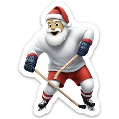 White Santa Clause playing Hockey  sticker
