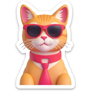 stylish cat in sunglasses, confident pose sticker
