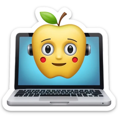 chatbot or computer with text lines, apple emoji style sticker