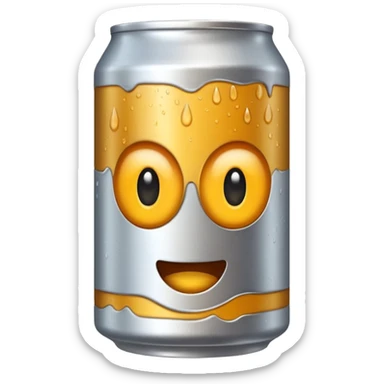 sideways beer can, top facing forward, emoji style sticker
