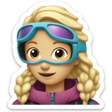 Blonde girls skiing sticker
