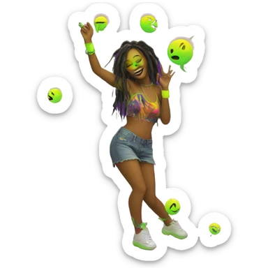 420 Rave party dancing neon smoking sticker