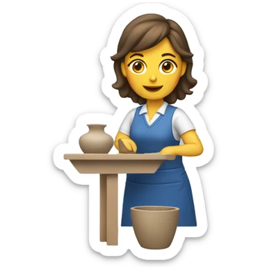 female teacher making ceramics sticker