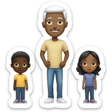 Man with interracial children  sticker