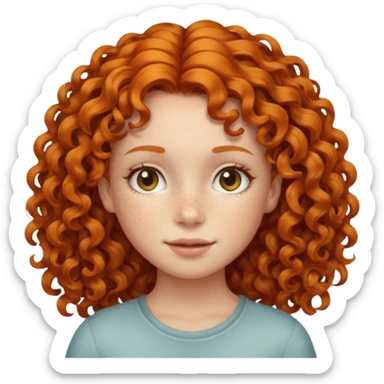 A ginger girl with curly hair in this style 👩🏼‍🦱 just the head no body simile to the apple curly hair emoji just ginger instead  sticker