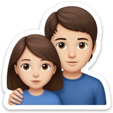 Little sister and brother (brunette) sticker