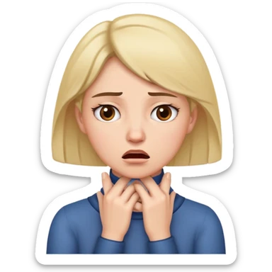 lady looking annoyed out with her hands around her throat  sticker