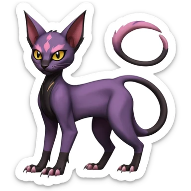 Black edgy Noivern-Noibat-Purloin-Sphynx-Lykoi-Caracal-cat-Fakemon-fusion-hybrid-creature sticker