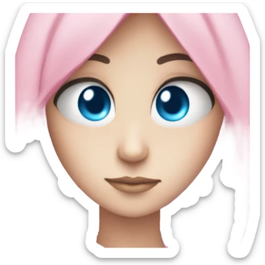 Pink ball with blue anime girl eyes sticker